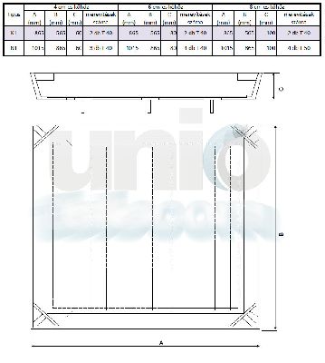 Viacoloros fedélváz N1 4cm-es kőhöz nagyteherbírású C250, könnyített, tüzihorganyzott