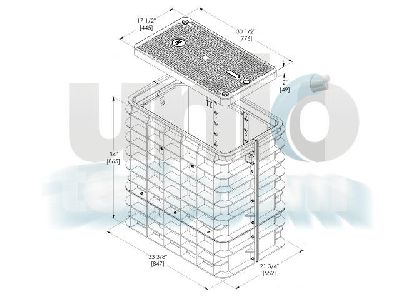 Bulk 3 műanyag akna, Shield fedlappal, B125, 865x847x552
